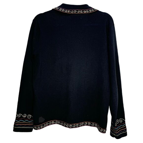 JACK B QUICK Sweater Women Ramie Cotton Embroidery Boho Art To Wear Sz L - Picture 2 of 7